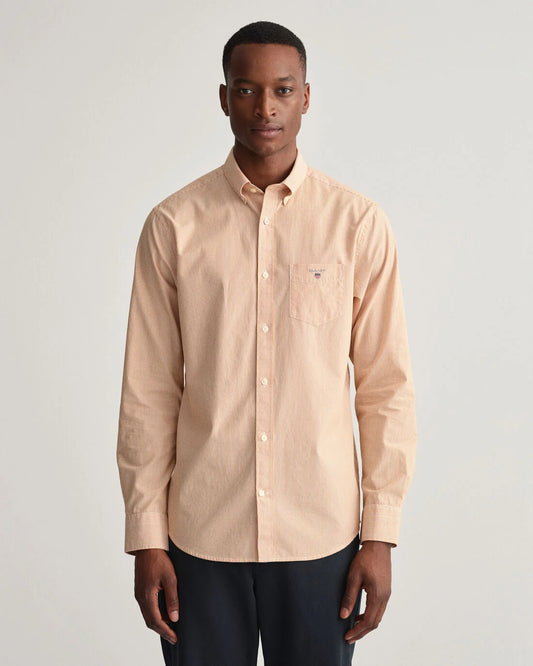 Oranje gestreept katoenen regular fit overhemd Gant - 3063000/822