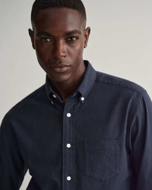 Navy flannel regular fit shirt Gant - 3220077/433