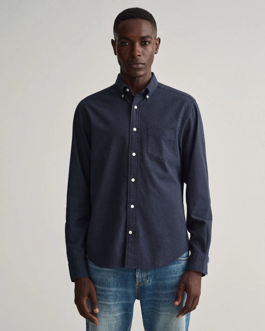 Navy flannel regular fit shirt Gant - 3220077/433