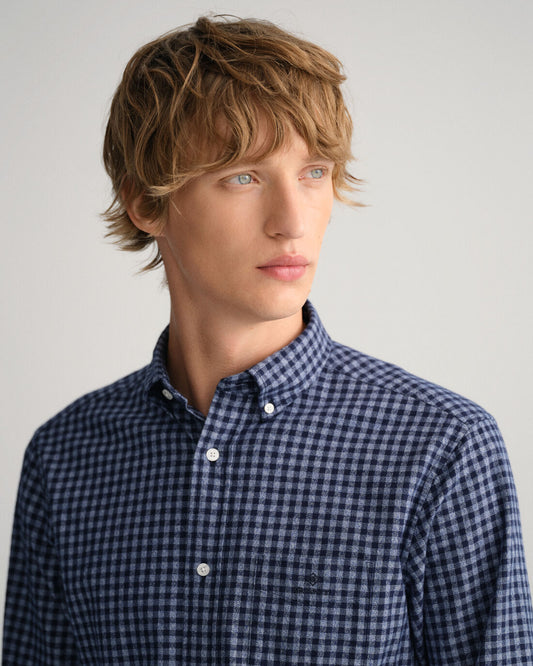 Navy checkered cotton regular fit shirt Gant - 3220093/433