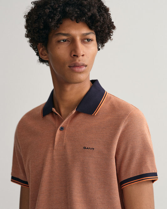 Oranje katoenen regular fit polo met structuur Gant - 2057029/860