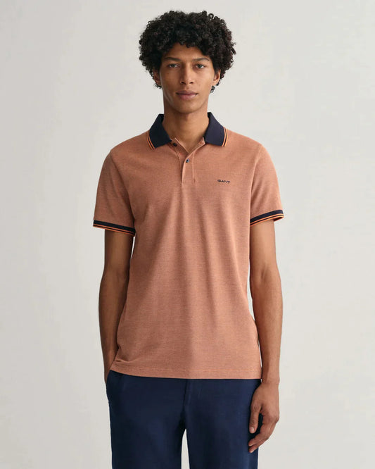 Oranje katoenen regular fit polo met structuur Gant - 2057029/860