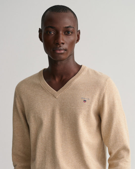 Beige cotton V-neck pullover Gant - 8030552/296