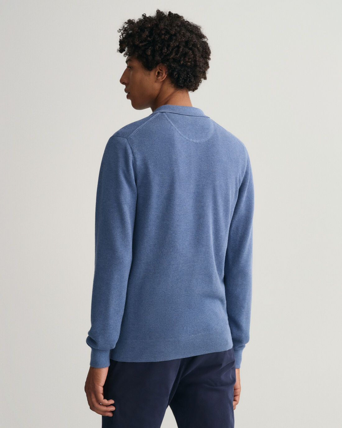 Blue structured cotton polo pullover Gant - 8040155/906