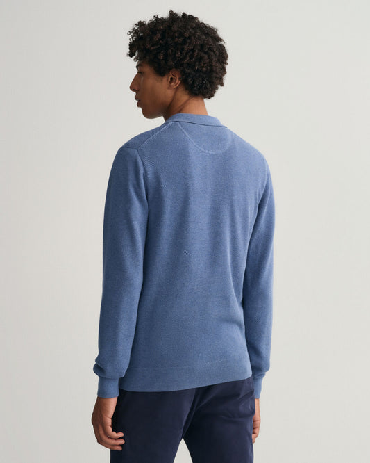 Blauwe katoenen polo met structuur Gant - 8040155/906