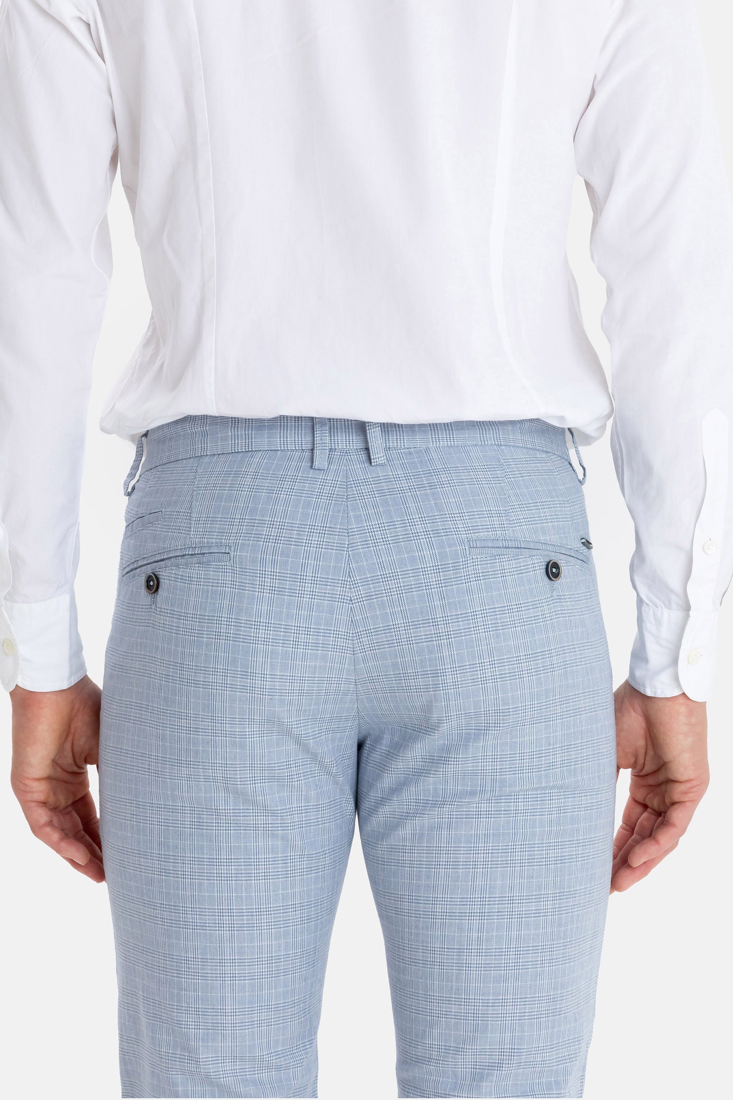 Blue grey checkered cotton slim fit trousers Sidney Zilton - 41/312