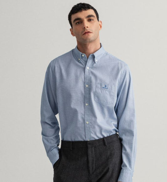 Blauw regular fit overhemd met kleine print Gant - 3040230/406