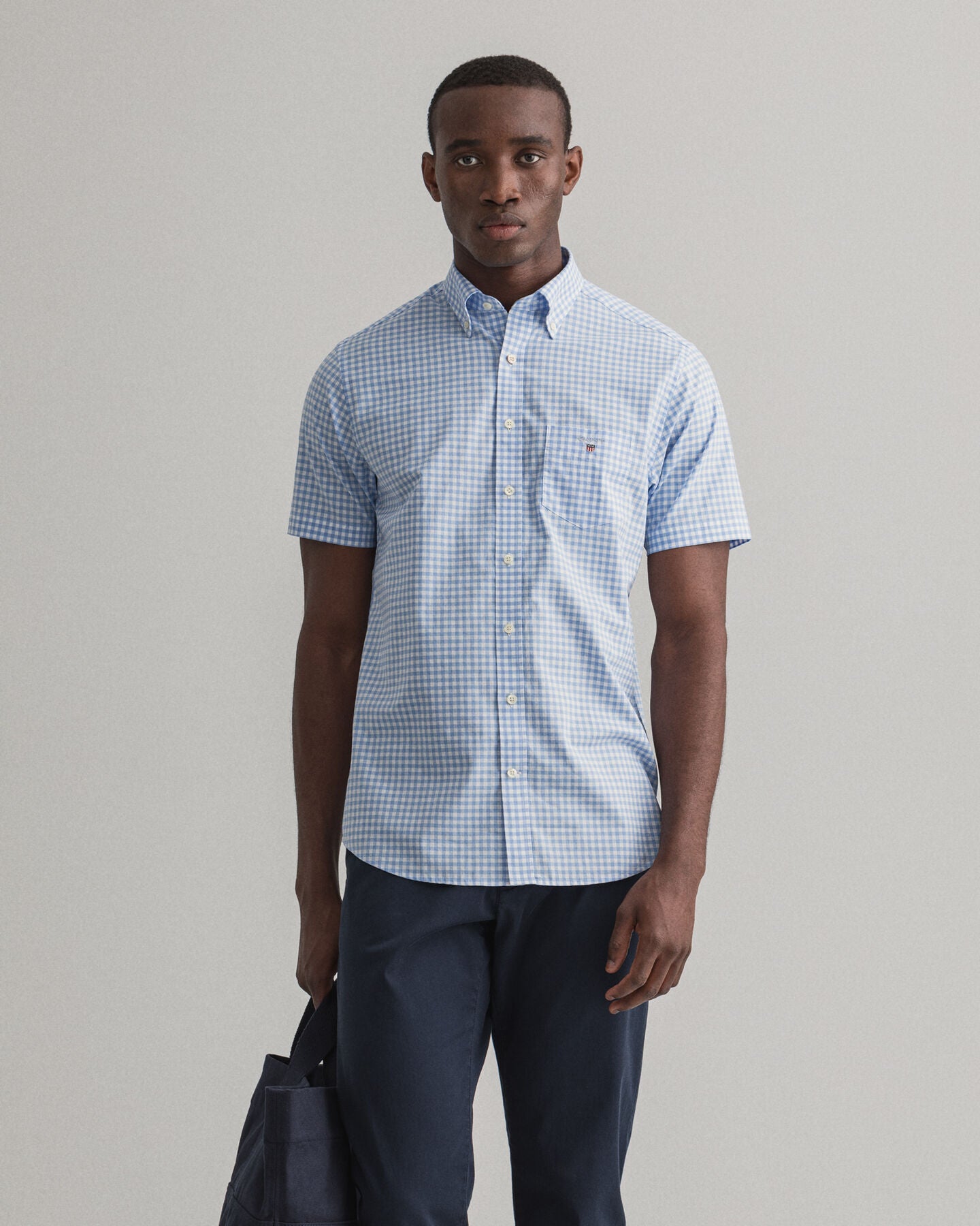 Lightblue checkered short sleeve cotton regular fit shirt Gant - 3046701/468