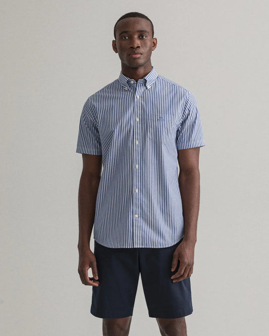 Blue striped short sleeve regular fit shirt Gant - 3063001/436