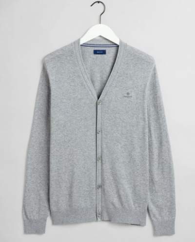 Navy cotton-cashmere cardigan with buttons Gant - 8050083