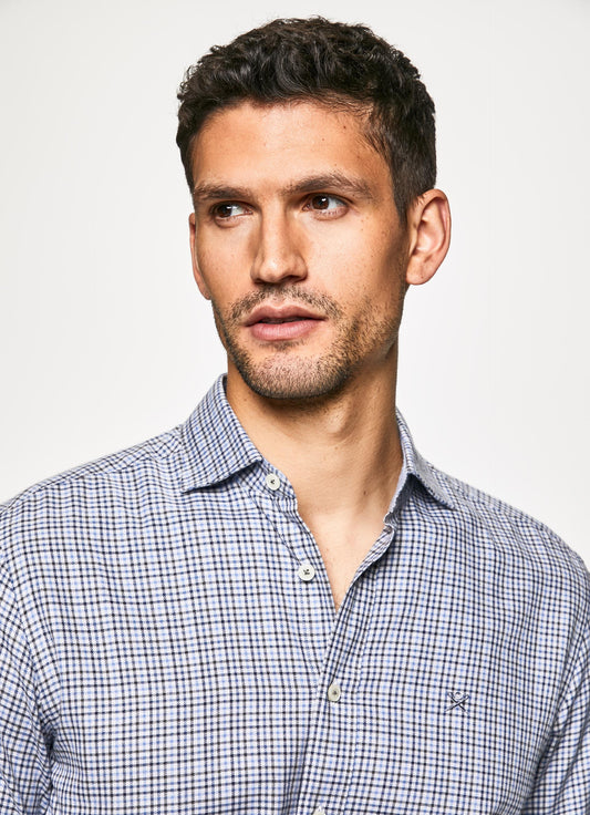 Blauw geruit katoenen slim fit overhemd Hackett - HM308861/5AS