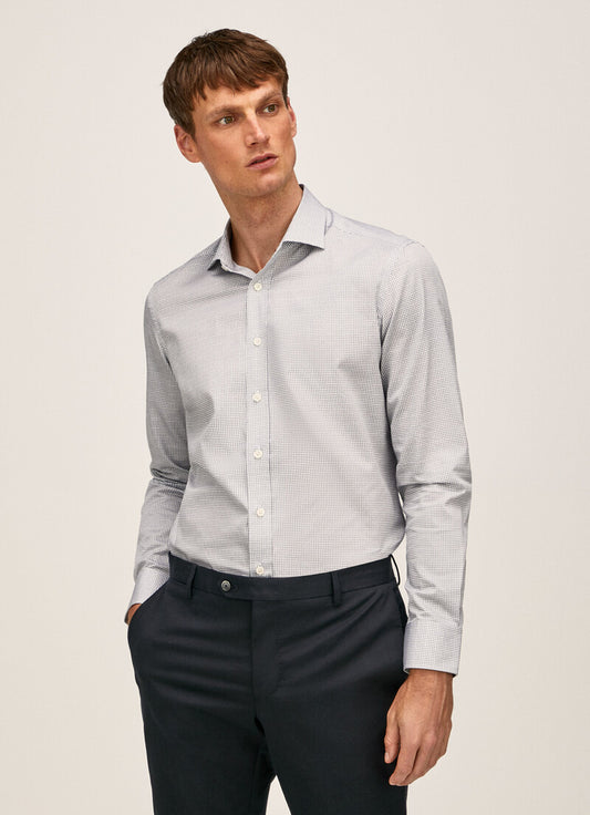  Grijs slim fit overhemd met print Hackett - HM309207/8A8 