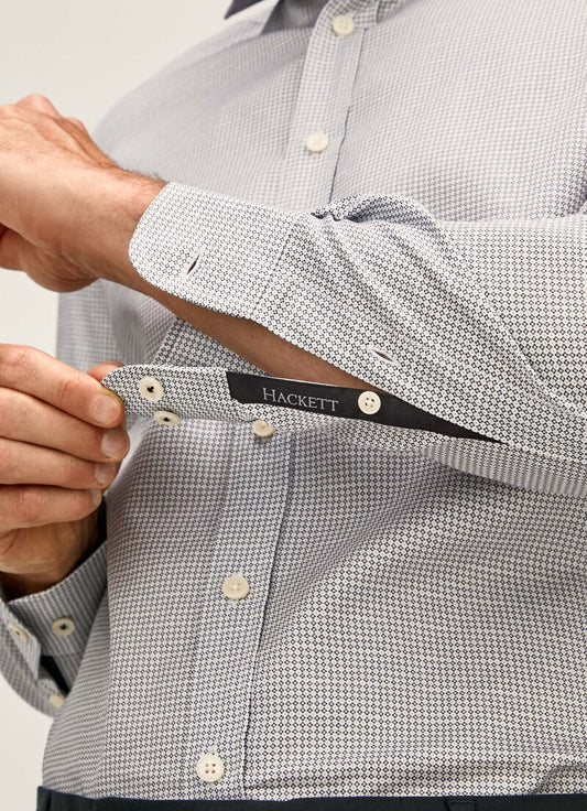  Grijs slim fit overhemd met print Hackett - HM309207/8A8 