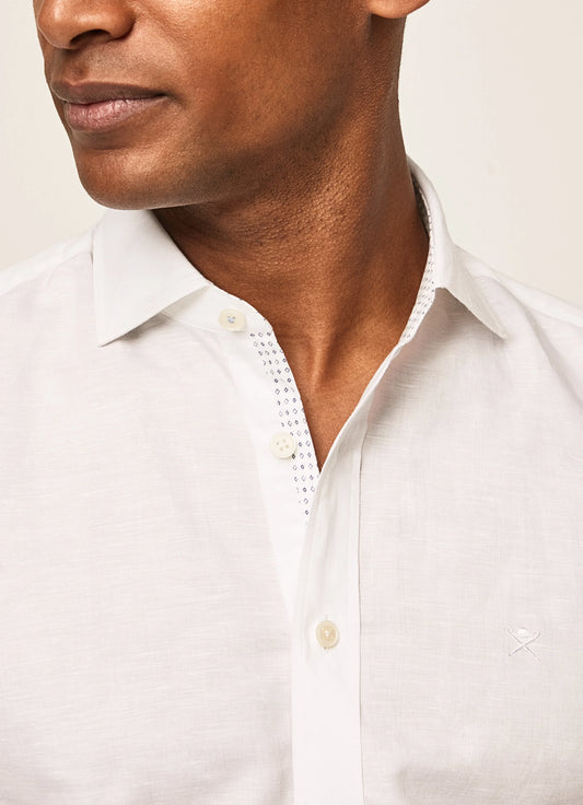 White cotton linnen slim fit shirt Hackett - HM309417/800