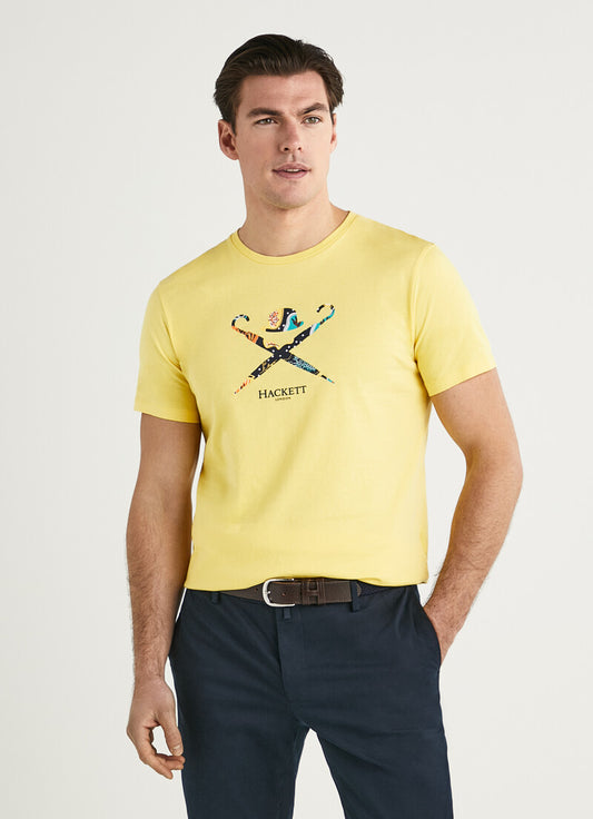 Yellow cotton classic fit T-Shirt with print Hackett - HM500642/0BW