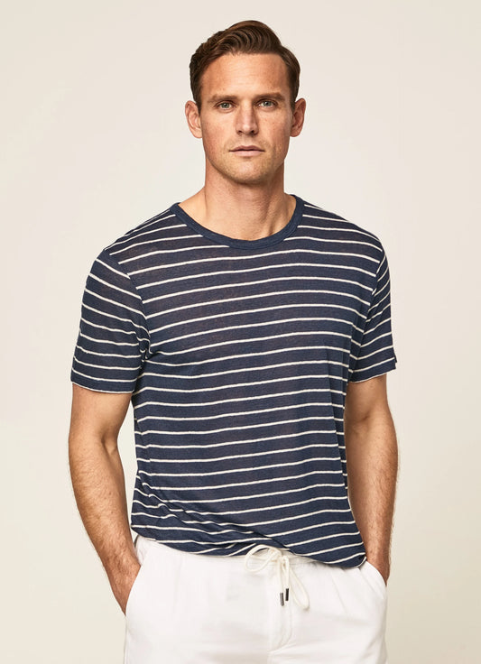 Navy striped linnen T-shirt Hackett - HM500732/5UL