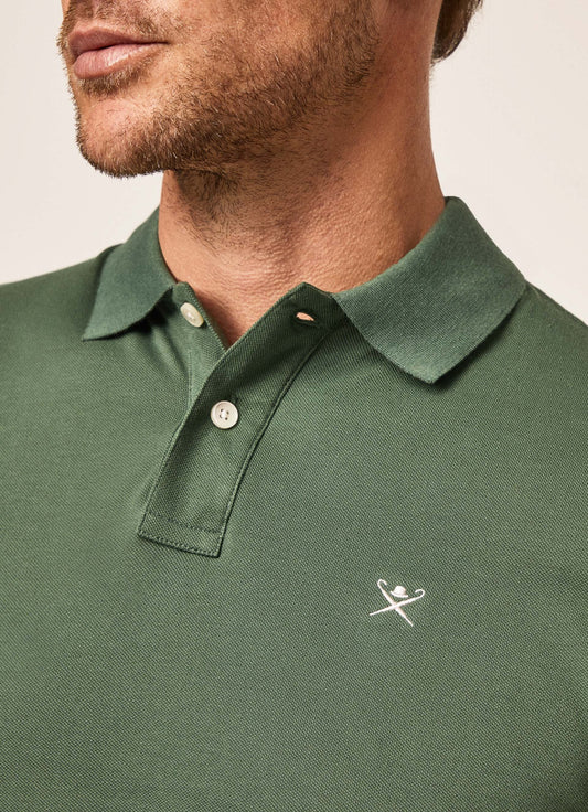 Groene katoenen slim fit polo Hackett - HM562363/621 
