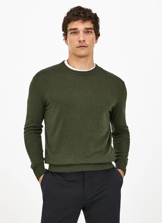  Groene wollen kasjmier crew neck trui Hackett - HM702831/673 