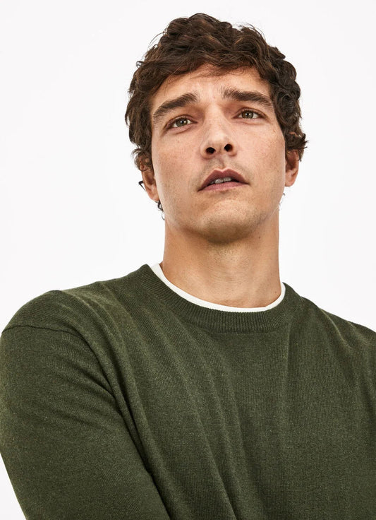  Groene wollen kasjmier crew neck trui Hackett - HM702831/673 