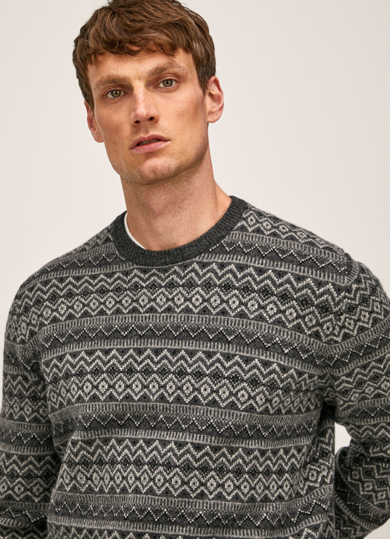 Grey woolen fair isle pullover Hackett - HM702856/9DY
