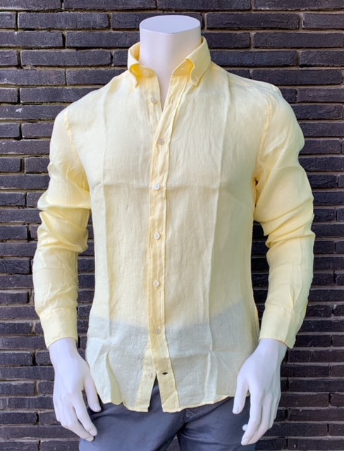 Yellow linnen slim fit shirt Hackett - HM308746
