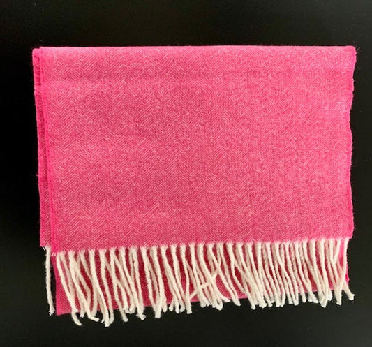 Fuchsia herringbone woolen scarf Lana Verde