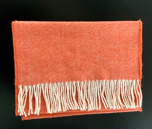 Orange herringbone woolen scarf Lana Verde