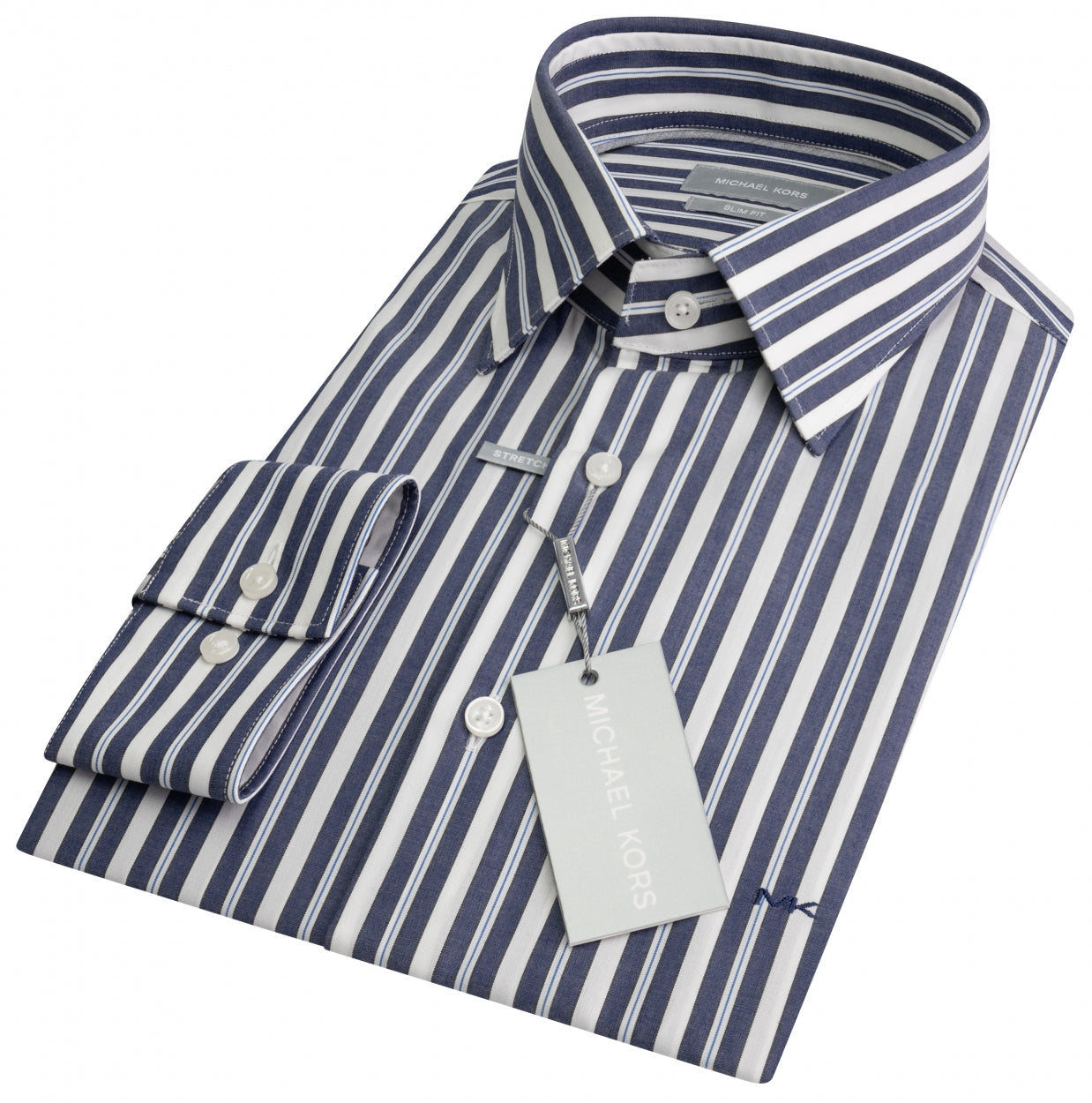 Blue grey striped cotton slim fit shirt Michael Kors - MD0DS01059/411
