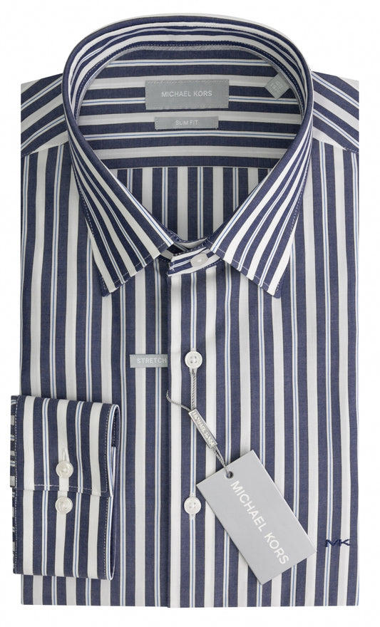 Blue grey striped cotton slim fit shirt Michael Kors - MD0DS01059/411