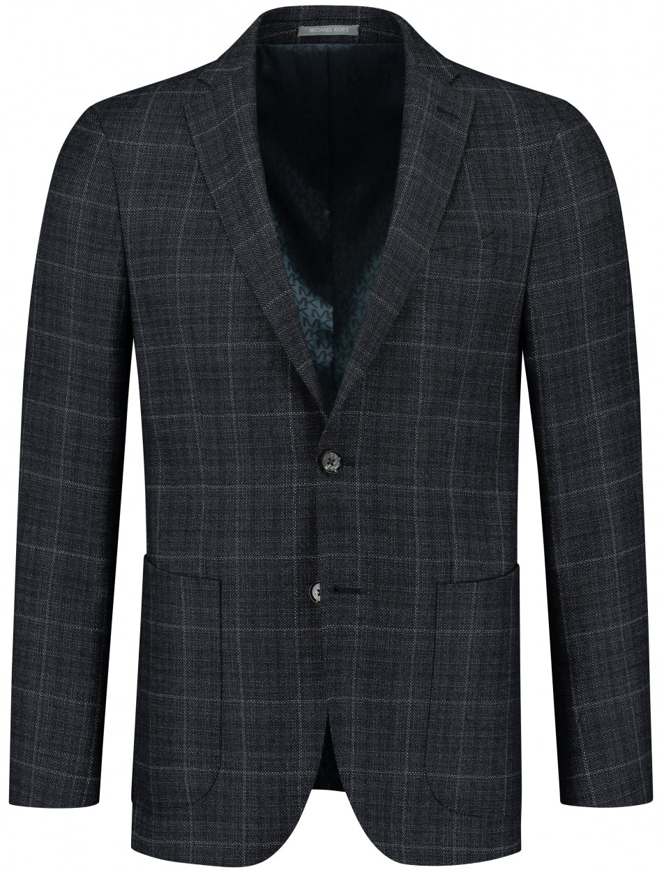Blue grey woolen checkered slim fit jacket Michael Kors - MK0BL01017/420