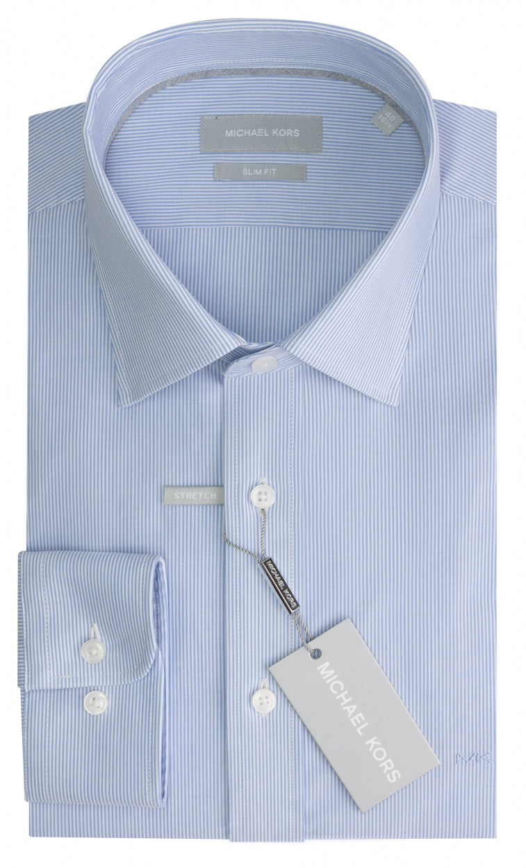 Light blue striped cotton slim fit shirt Michael Kors - MD0DS01053/455