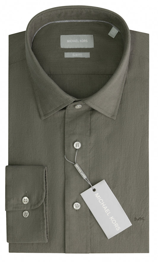 Olive cotton linnen slim fit shirt Michael Kors - MK0DS01131/310