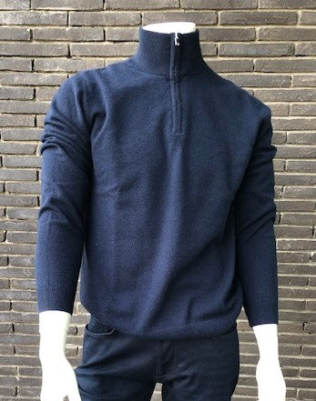 Navy half zip cashmere pullover Maison Montagut - 622019/7910