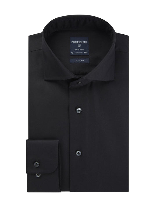 Zwart katoenen slim fit overhemd Profuomo - PP0H0A001-2-3 
