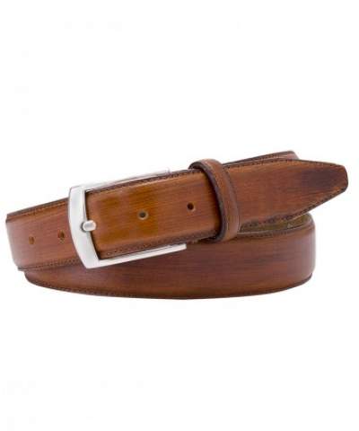 Cognac hand polished leather belt Profuomo - PP1R00056