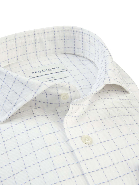  Wit geruit katoenen slim fit overhemd Profuomo - PPTH30004A 