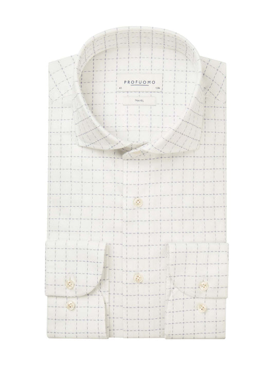  Wit geruit katoenen slim fit overhemd Profuomo - PPTH30004A 