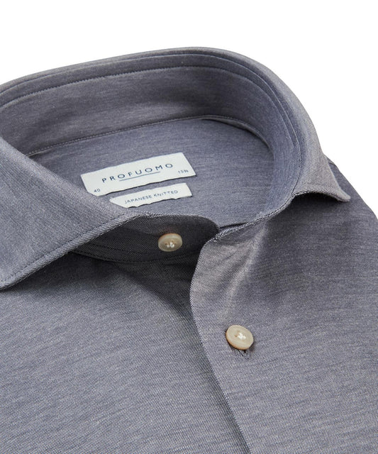 Grijs Japans gebreid slim fit overhemd Profuomo - PPTH30018C