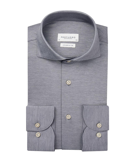 Grijs Japans gebreid slim fit overhemd Profuomo - PPTH30018C