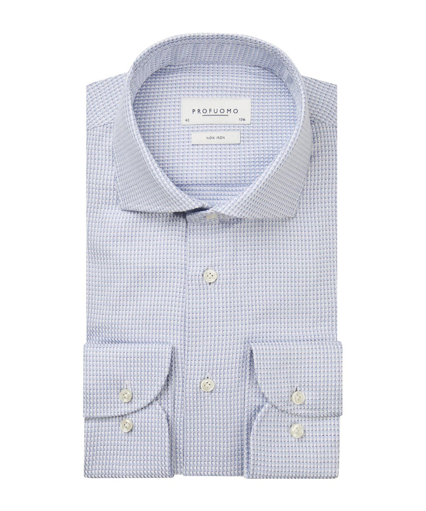 Blue cotton slim fit shirt with print Profuomo - PPTH30026A