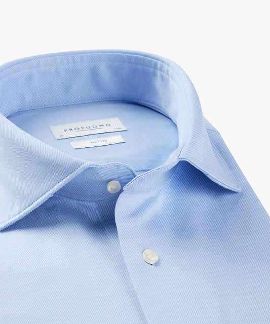 Blauw Japanse knitted slim fit overhemd Profuomo - PPUH10013B