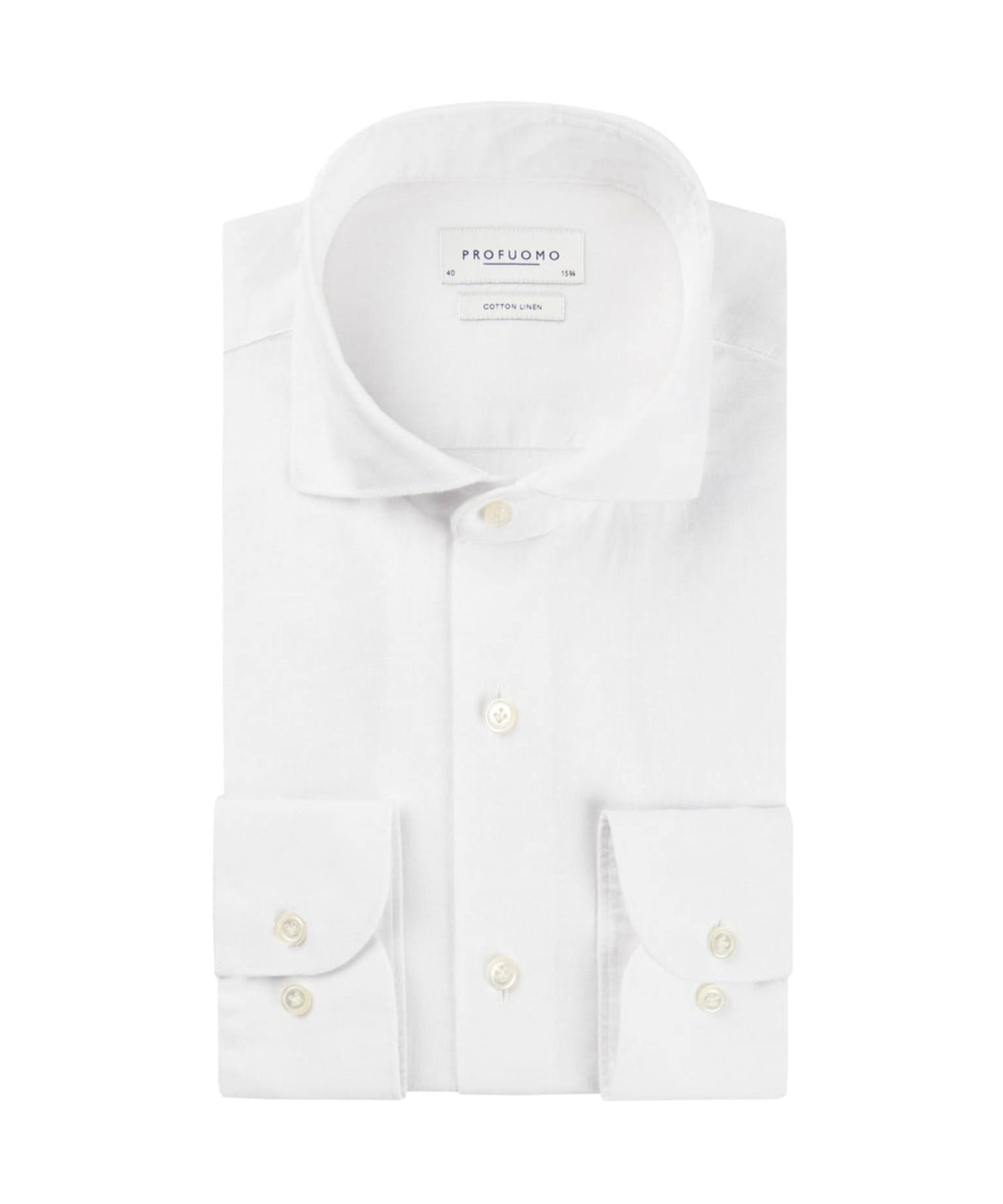 White cotton linnen slim fit shirt Profuomo - PPUH10017A