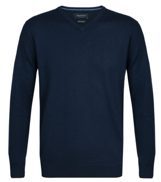  Marineblauwe wollen V-hals pullover Profuomo - PP0J00203 