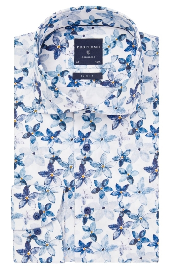 Blue shirt with flowers Profuomo - PPRH1A1094