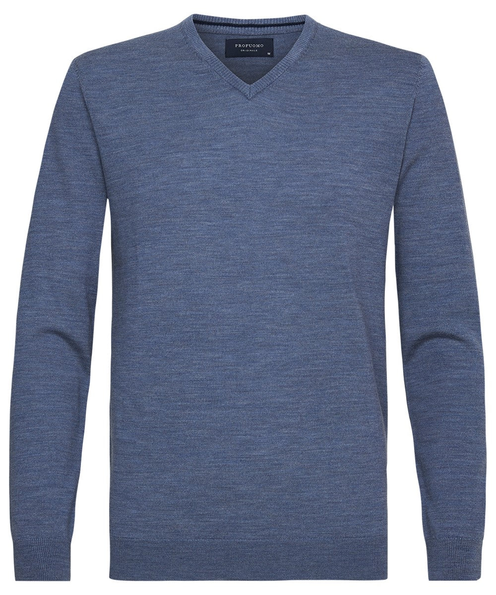 Blue woolen V-neck pullover Profuomo - PPSJ3A0003