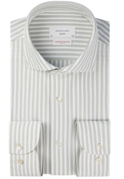 Light green striped hyperstretch slim fit shirt Profuomo - PPSH1C1054