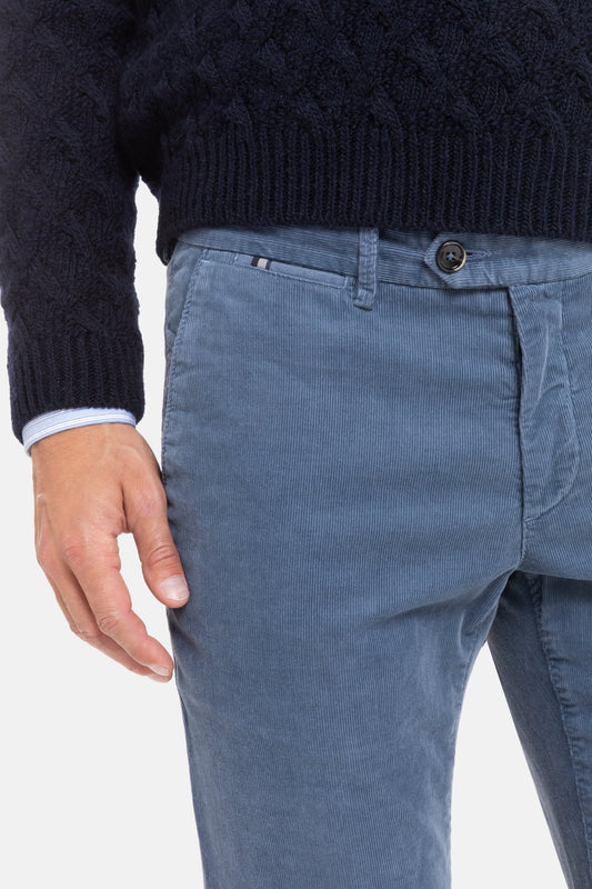  Blauwe corduroy slim fit broek Sidney Zilton - 57/313 