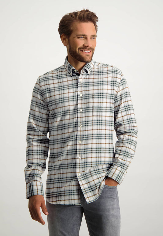 Green checkered cotton regular fit shirt State of Art - 22241/1784