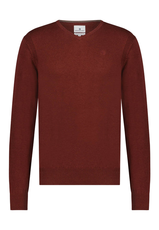  Donkerrode katoenen V-hals pullover State of Art - 22007/2900 