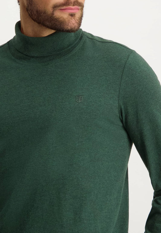 Green cotton long sleeve T-shirt with turtleneck State of Art - 22402/5600